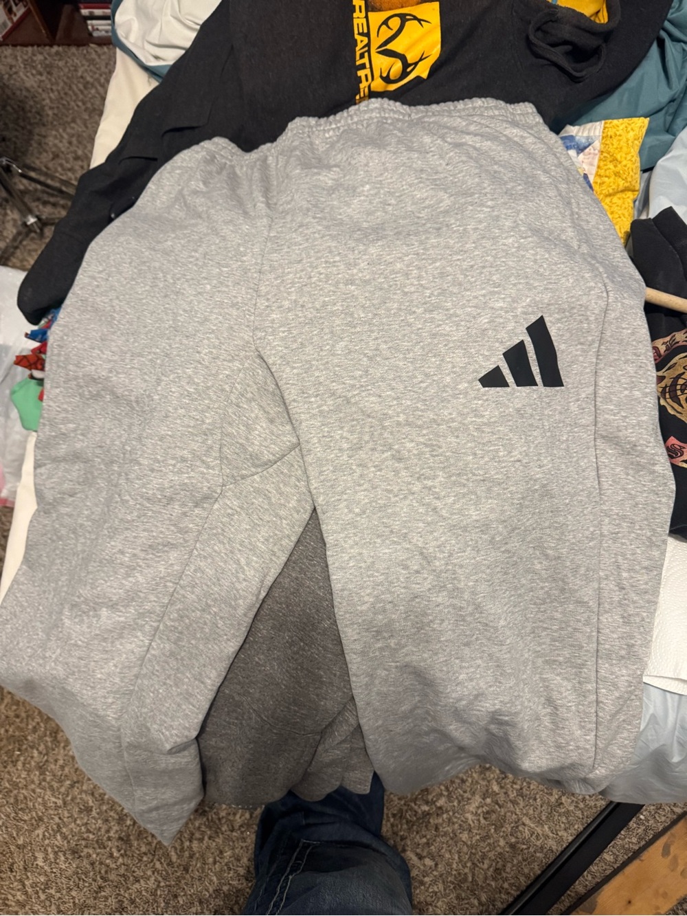 Adidas Men’s Gray Logo Sweatpants - Comfortable Athletic Bottoms